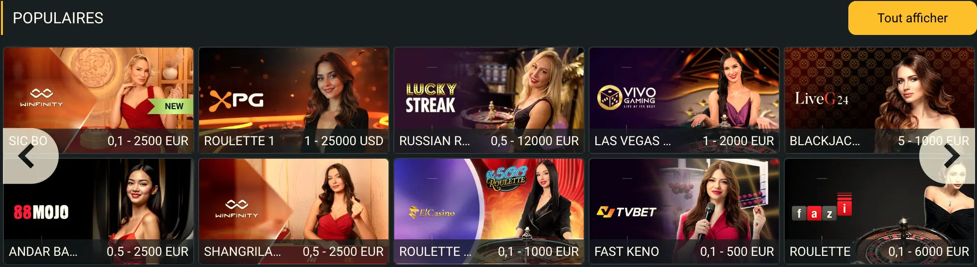 Croupier en direct au casino live de Melbet