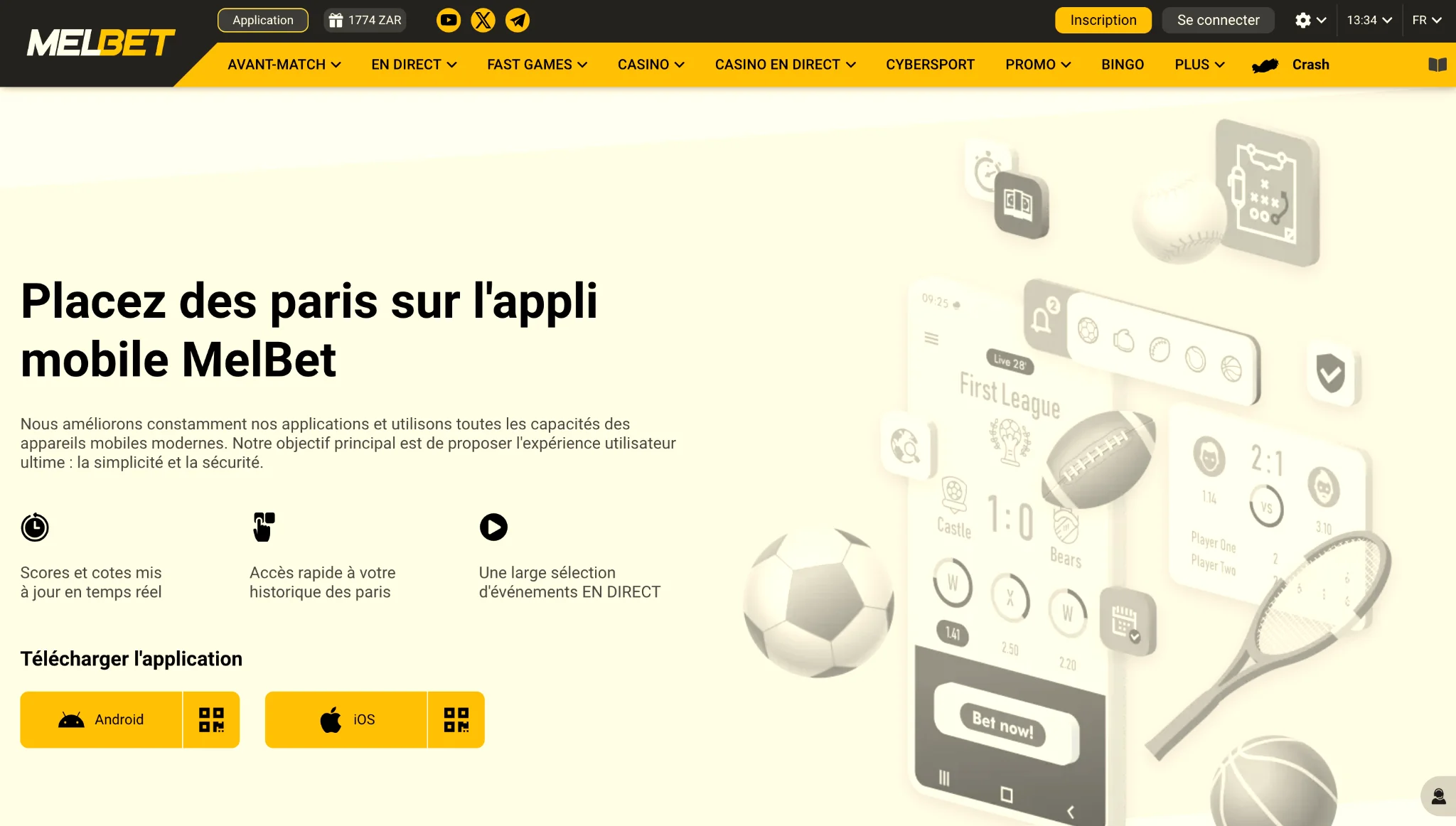 Application mobile Melbet sur smartphone pour le casino